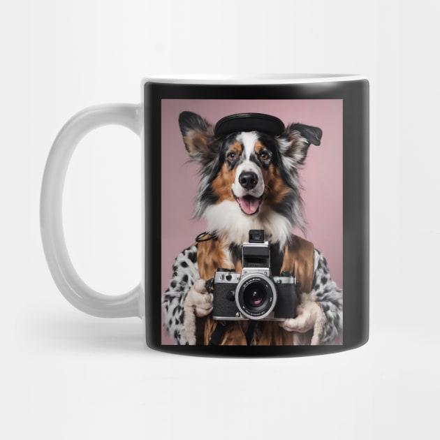 Bad AI photographer dog | Australian Shepherd T-Shirt by Rainbow Kin Wear